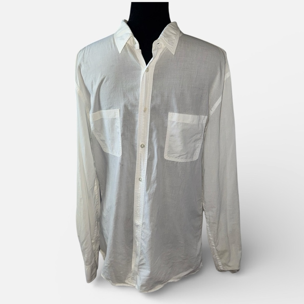 John Varvatos White Casual cotton Button Down Shirt long sleeves Sz L